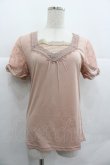 画像1: axes femme / ビジューレースハイショクTシャツ M アワピンク I-25-12-29-051-AX-TO-SA-ZI (1)
