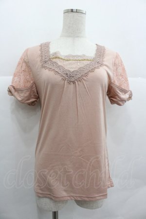 画像: axes femme / ビジューレースハイショクTシャツ M アワピンク I-25-12-29-051-AX-TO-SA-ZI