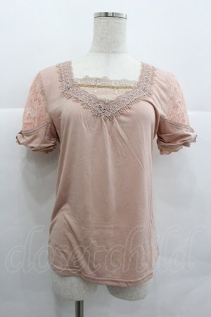 画像: axes femme / ビジューレースハイショクTシャツ M アワピンク I-25-12-29-052-AX-TO-SA-ZI