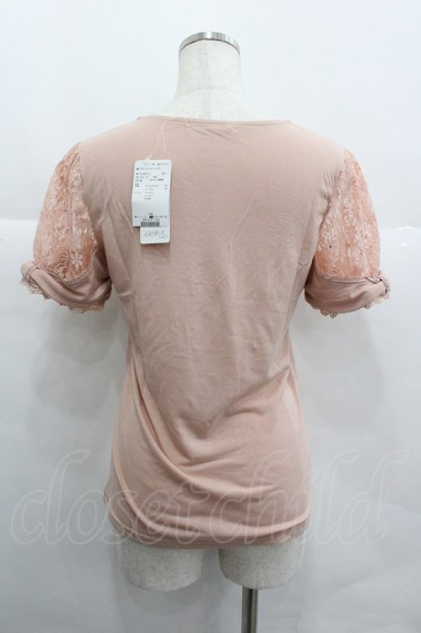 画像2: axes femme / ビジューレースハイショクTシャツ M アワピンク I-25-12-29-052-AX-TO-SA-ZI (2)