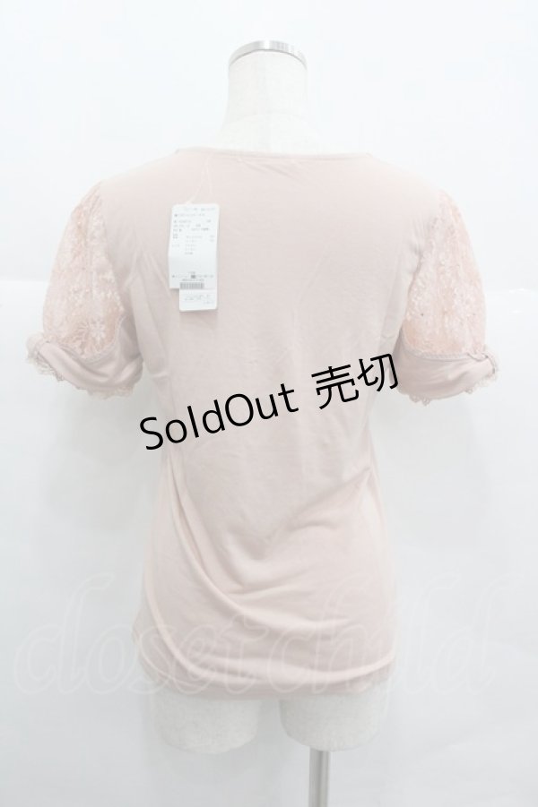画像2: axes femme / ビジューレースハイショクTシャツ M アワピンク I-25-12-29-052-AX-TO-SA-ZT563 (2)