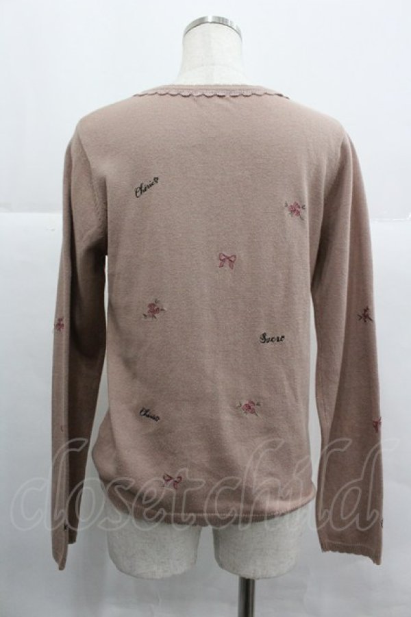 画像2: axes femme / 刺繍カーディガン  ピンク I-25-12-29-055-AX-TO-SA-ZI (2)