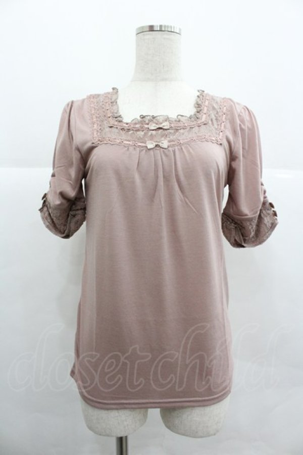 画像1: axes femme / リボン使い半袖インナーPO M アワピンク I-25-12-29-057-AX-TO-SA-ZI (1)