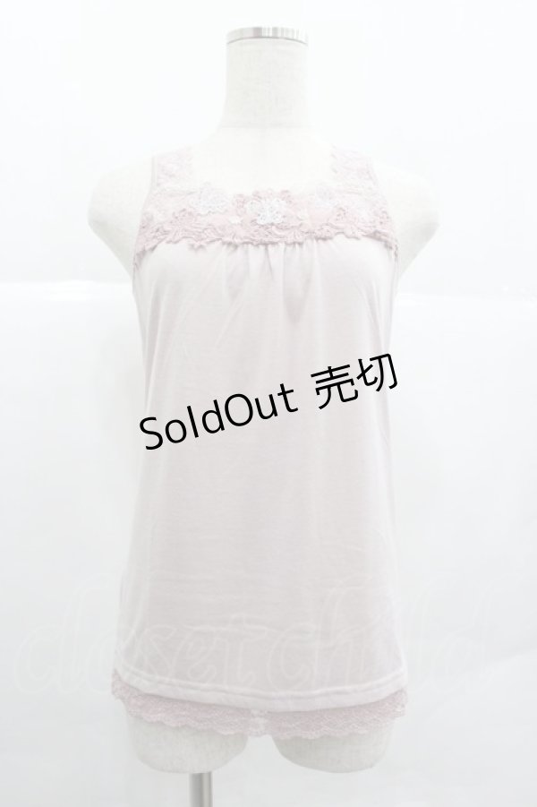 画像1: axes femme / フラワーレースタンク  アワピンク I-25-12-29-058-AX-TO-SA-ZT565 (1)