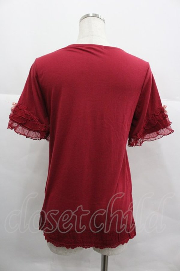 画像2: axes femme / 巻き薔薇リボン半袖カットソー  赤 I-25-12-29-060-AX-TO-SA-ZI (2)