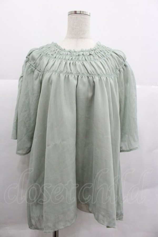 画像1: axes femme / シアーストライプチュニック  グリーン I-25-12-29-063-AX-TO-SA-ZI (1)