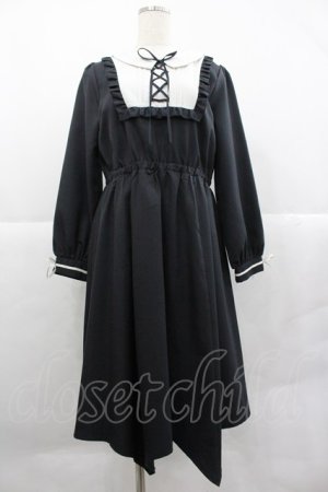 画像: axes femme / ブロッキング風イレヘムワンピース  黒Ｘ白 I-25-12-29-068-AX-OP-SA-ZI