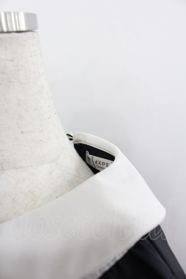 画像3: axes femme / ブロッキング風イレヘムワンピース  黒Ｘ白 I-25-12-29-068-AX-OP-SA-ZI (3)