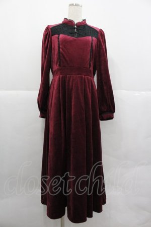 画像: axes femme / チャイナ風ベロアワンピース  ワイン I-25-12-29-069-AX-OP-SA-ZI