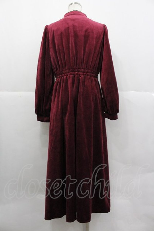 画像2: axes femme / チャイナ風ベロアワンピース  ワイン I-25-12-29-069-AX-OP-SA-ZI (2)
