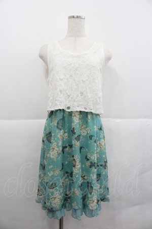 画像: axes femme / レース×メルヘン花柄チュニック  サックスＸ白 I-25-12-29-070-AX-TO-SA-ZI