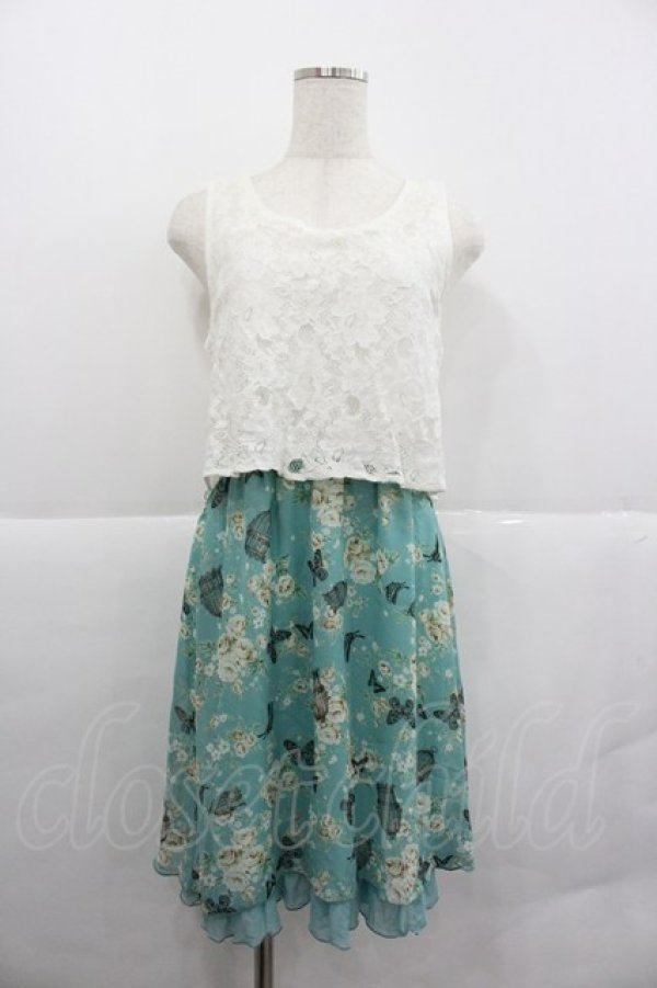 画像1: axes femme / レース×メルヘン花柄チュニック  サックスＸ白 I-25-12-29-070-AX-TO-SA-ZI (1)