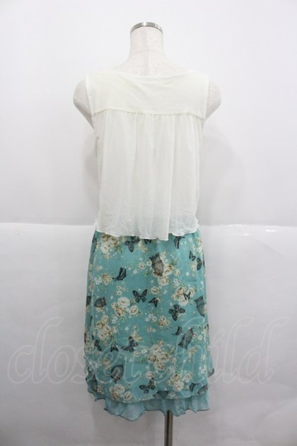 画像2: axes femme / レース×メルヘン花柄チュニック  サックスＸ白 I-25-12-29-070-AX-TO-SA-ZI (2)