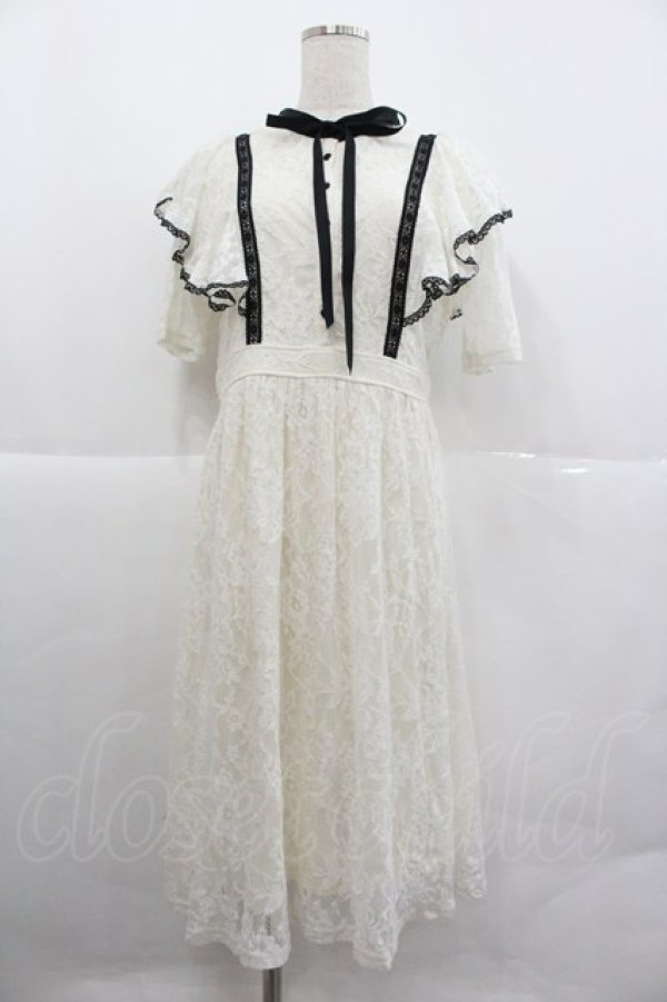 画像1: axes femme / パイピングレースワンピース  白Ｘ黒 I-25-12-29-072-0-OP-SA-ZI (1)