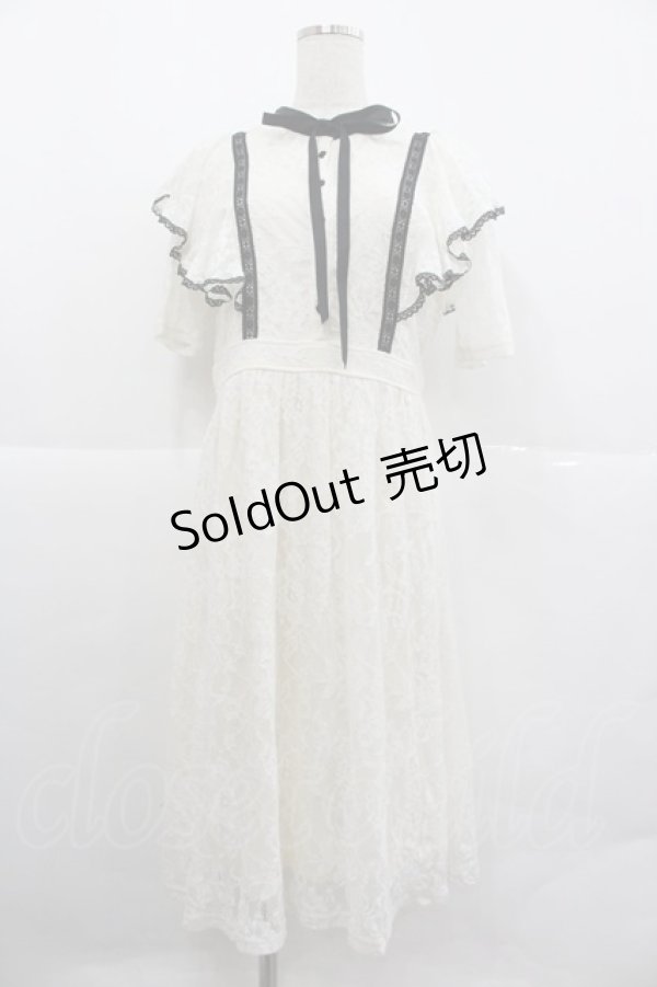 画像1: axes femme / パイピングレースワンピース  白Ｘ黒 I-25-12-29-072-0-OP-SA-ZT0105K (1)