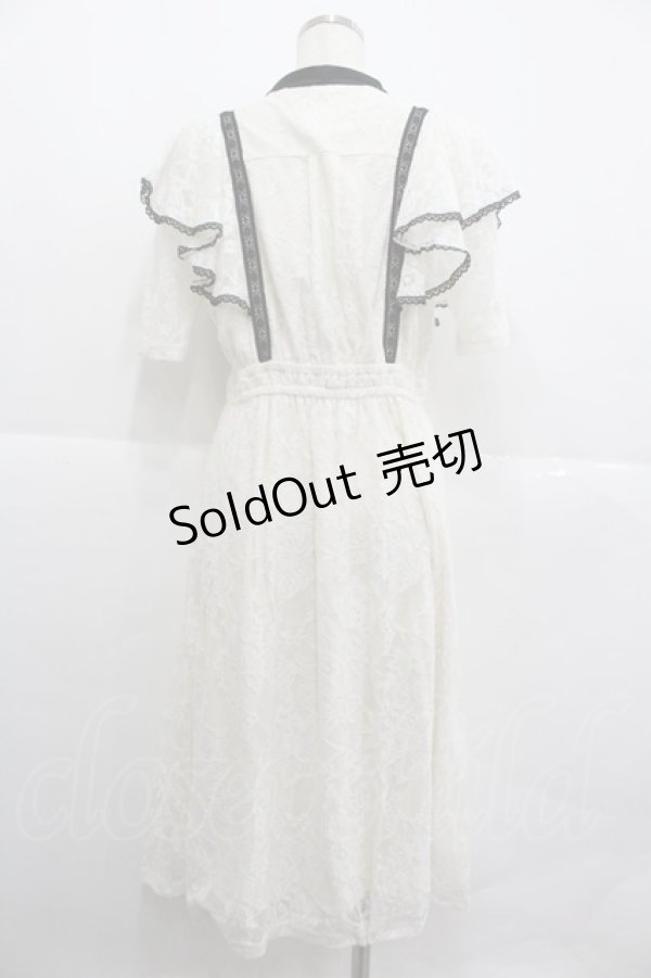 画像2: axes femme / パイピングレースワンピース  白Ｘ黒 I-25-12-29-072-0-OP-SA-ZT0105K (2)