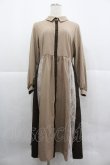 画像1: axes femme / レース切替配色ワンピース M キャメル I-25-12-29-073-AX-OP-SA-ZI (1)