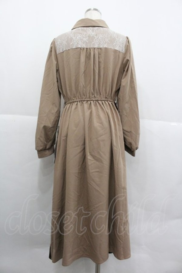 画像2: axes femme / レース切替配色ワンピース M キャメル I-25-12-29-073-AX-OP-SA-ZI (2)