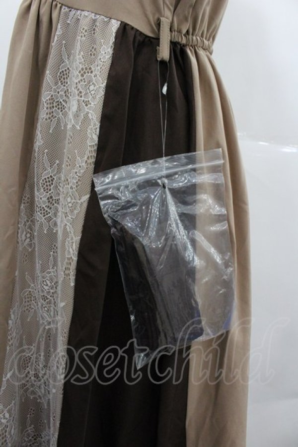 画像3: axes femme / レース切替配色ワンピース M キャメル I-25-12-29-073-AX-OP-SA-ZI (3)