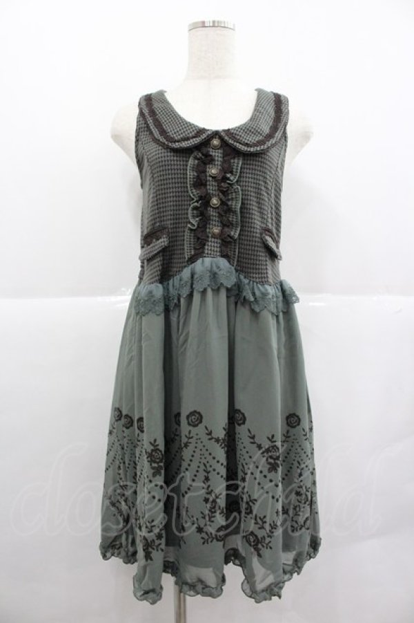 画像1: axes femme / 千鳥ベストレイヤード風チュニック M グリーン I-25-12-29-083-AX-OP-SA-ZI (1)