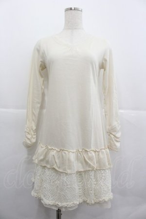 画像: axes femme / 裾フリル&レース長袖ワンピース M アイボリー I-25-12-29-084-AX-OP-SA-ZI