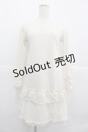 画像: axes femme / 裾フリル&レース長袖ワンピース M アイボリー I-25-12-29-084-AX-OP-SA-ZI