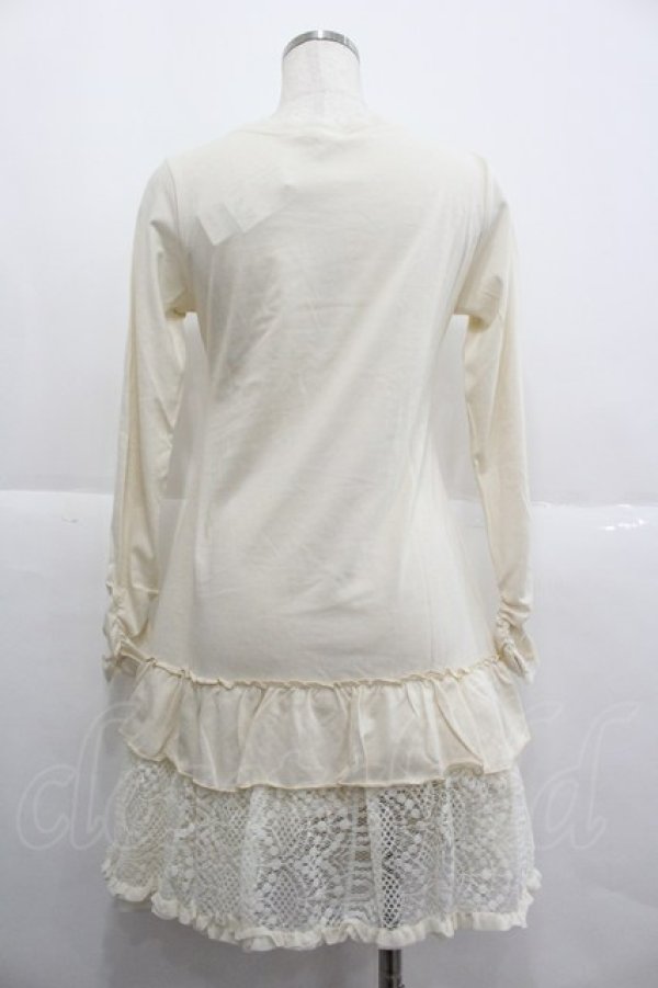 画像2: axes femme / 裾フリル&レース長袖ワンピース M アイボリー I-25-12-29-084-AX-OP-SA-ZI (2)