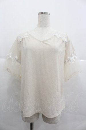 画像: axes femme / 袖チュールビジュー使いプルオーバー M キナリ I-25-12-29-011-AX-TO-SA-ZI