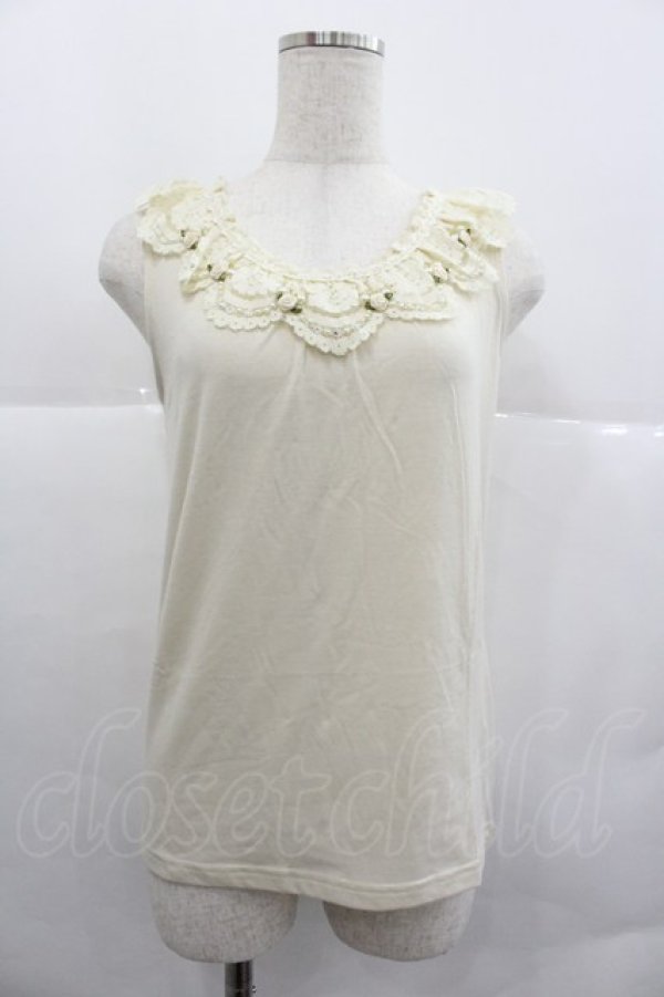 画像1: axes femme / バラ付レース襟タンク M キナリ I-25-12-29-018-AX-TO-SA-ZI (1)