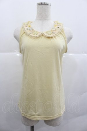 画像: axes femme / お花モチーフ襟付タンク M イエロー I-25-12-29-019-AX-TO-SA-ZI