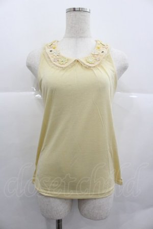 画像: axes femme / お花モチーフ襟付タンク M イエロー I-25-12-29-020-AX-TO-SA-ZI