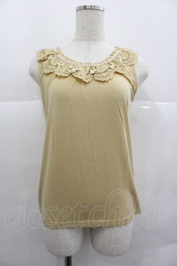 画像1: axes femme / バラ付レース襟タンク M イエロー I-25-12-29-023-AX-TO-SA-ZI (1)