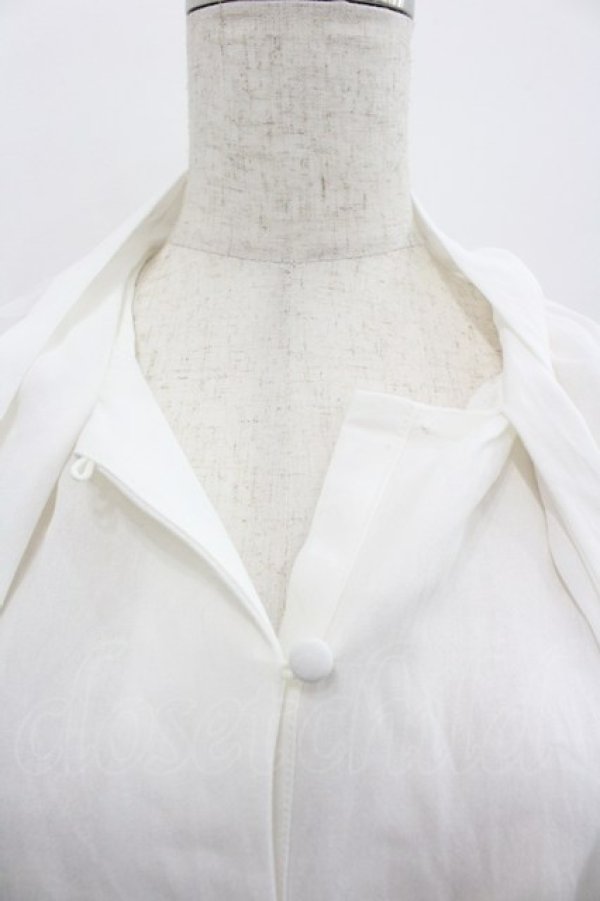 画像3: axes femme / 刺繍入りリボンロングブラウス M 白 I-25-12-29-025-AX-BL-SA-ZI (3)