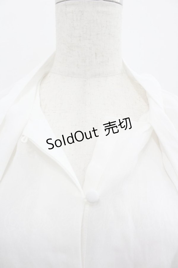 画像3: axes femme / 刺繍入りリボンロングブラウス M 白 I-25-12-29-025-AX-BL-SA-ZT0105K (3)