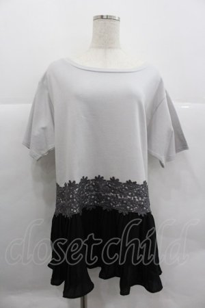 画像: axes femme / レース×プリーツカットプルオーバー XL グレー I-25-12-29-026-AX-TO-SZ-ZI