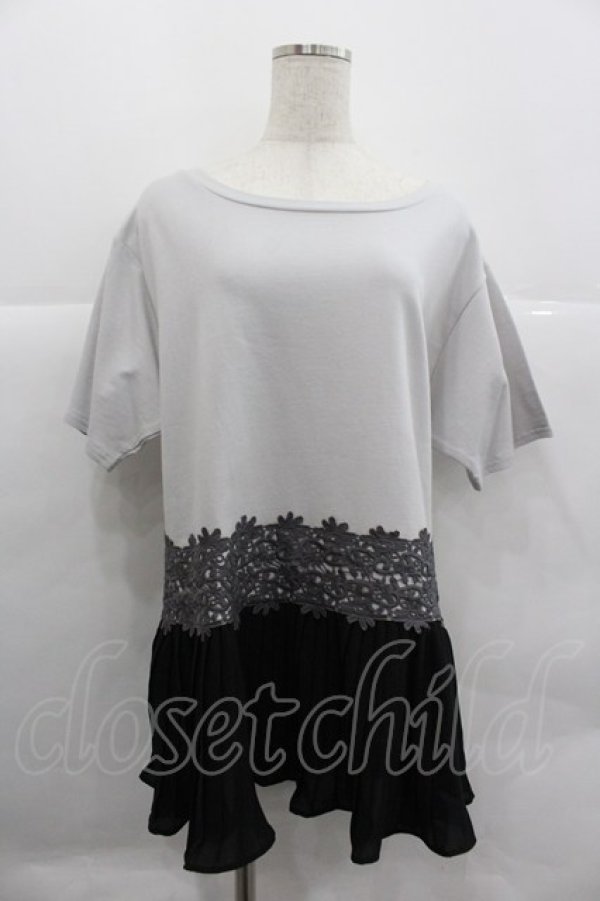 画像1: axes femme / レース×プリーツカットプルオーバー XL グレー I-25-12-29-026-AX-TO-SZ-ZI (1)