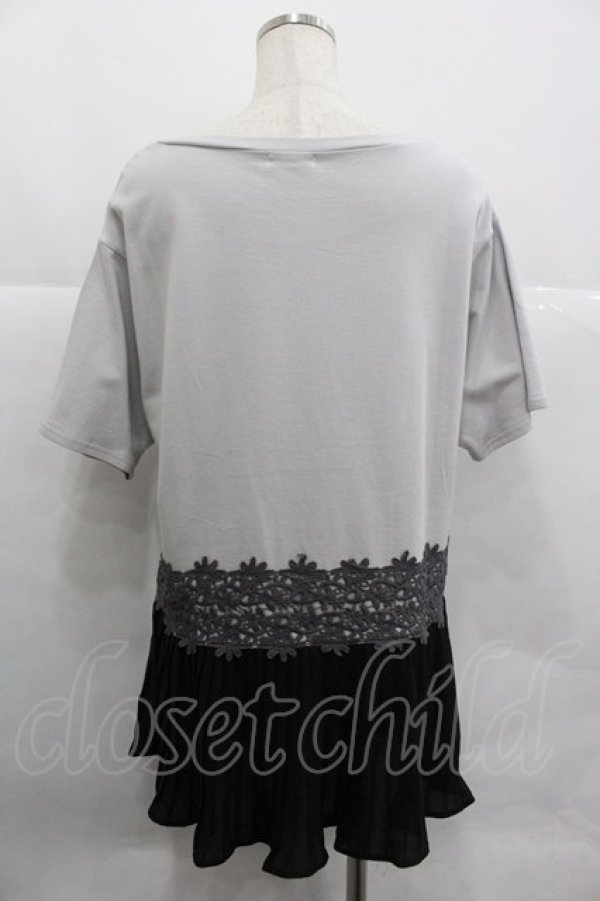 画像2: axes femme / レース×プリーツカットプルオーバー XL グレー I-25-12-29-026-AX-TO-SZ-ZI (2)