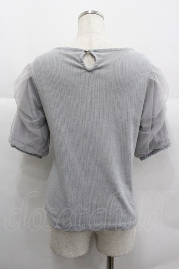 画像2: axes femme / 巻きバラのふんわりチュール袖プルオーバー  サックス I-25-12-29-027-AX-TO-SA-ZI (2)