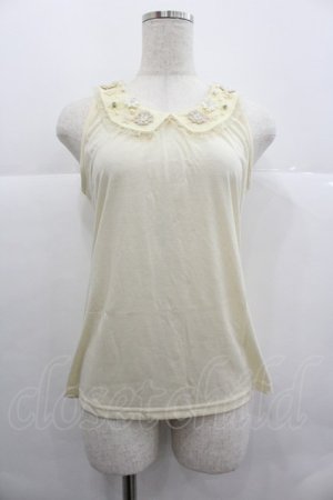 画像: axes femme / お花モチーフ襟付タンク M キナリ I-25-12-29-030-AX-TO-SA-ZI