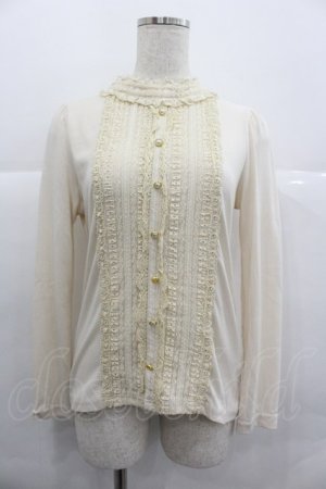 画像: axes femme / 胸元レース切替カットソーブラウス M アイボリー I-25-12-29-041-AX-TO-SA-ZI