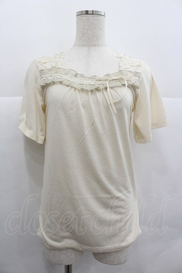 画像1: axes femme / 肩デザイン半袖インナーPO M キナリ I-25-12-29-043-AX-TO-SA-ZI (1)