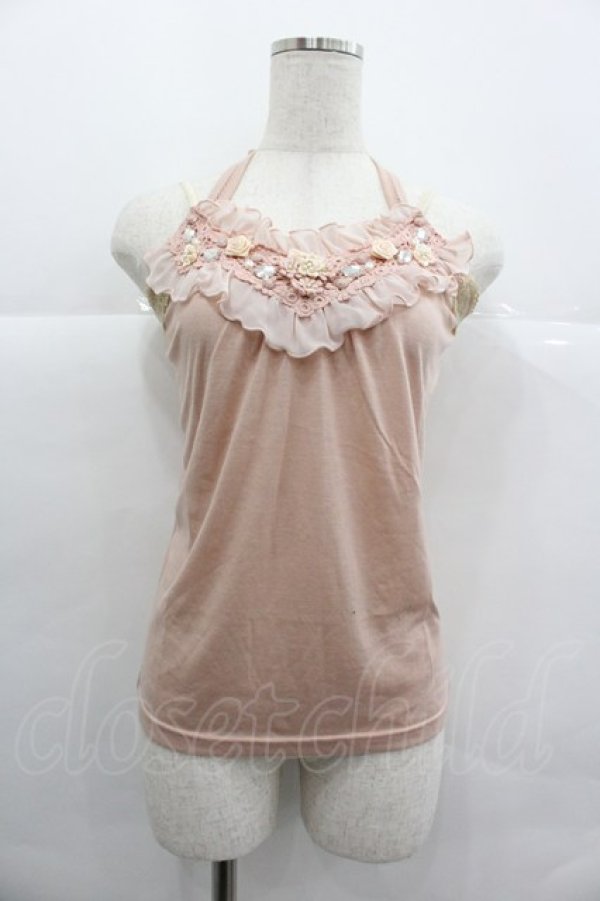 画像1: axes femme / 胸元モチーフホルターキャミ M アワピンク I-25-12-29-046-AX-TO-SA-ZI (1)