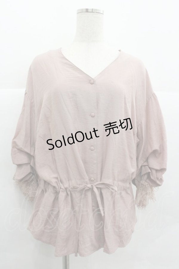 画像1: axes femme / ウエストギャザーブラウス Ｍ ピンク I-25-12-29-048-AX-BL-SA-ZT563 (1)