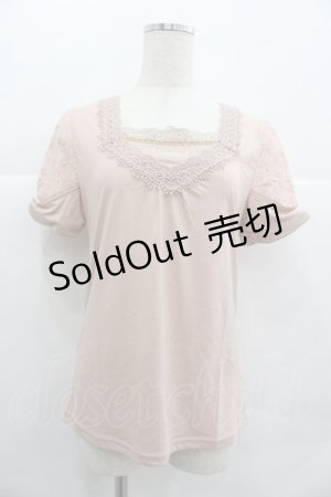 画像: axes femme / ビジューレースハイショクTシャツ M アワピンク I-25-12-29-049-AX-TO-SA-ZT564