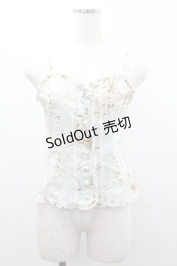 画像1: PINK HOUSE / 薔薇ブーケプリントキャミブラウス  サックス I-26-01-04-001-LO-BL-SA-ZI (1)