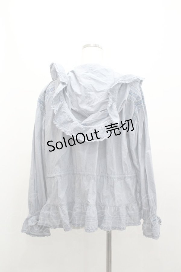 画像2: PINK HOUSE / ギンガムチェックフードオーバーブラウス  青Ｘ白チェック I-26-01-04-005-LO-BL-SA-ZI (2)