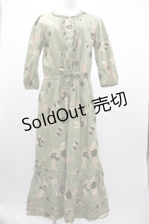 画像: PINK HOUSE / うさぎセーター総柄長袖ワンピース  グリーン I-26-01-04-048-LO-OP-SA-ZI