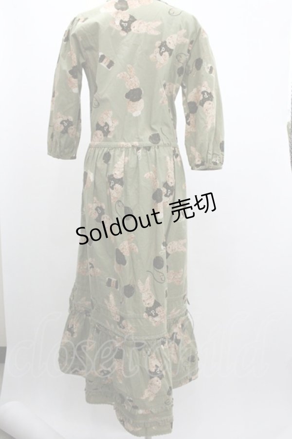 画像2: PINK HOUSE / うさぎセーター総柄長袖ワンピース  グリーン I-26-01-04-048-LO-OP-SA-ZI (2)