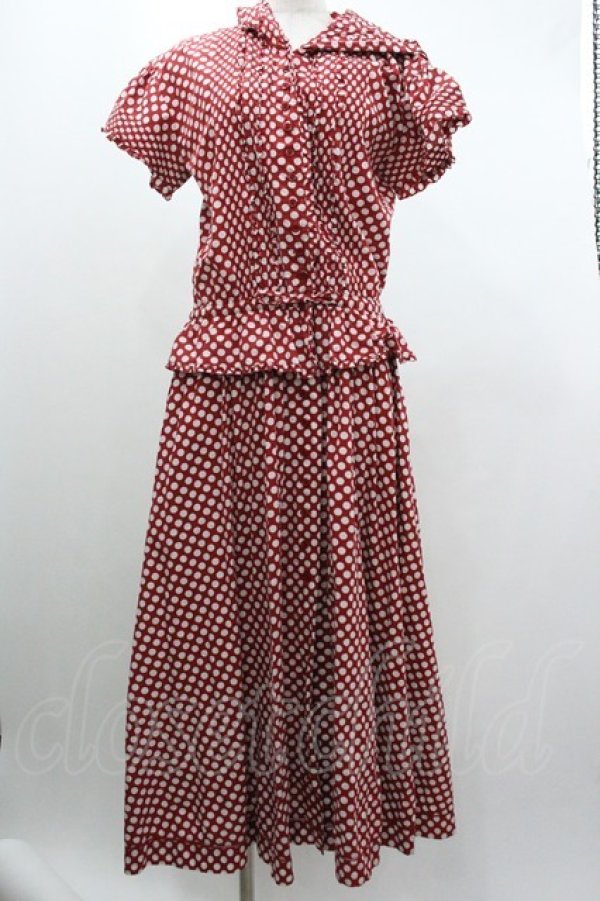 画像1: PINK HOUSE / ドットフード半袖ワンピース  赤Ｘ白 I-26-01-04-049-LO-OP-SA-ZI (1)