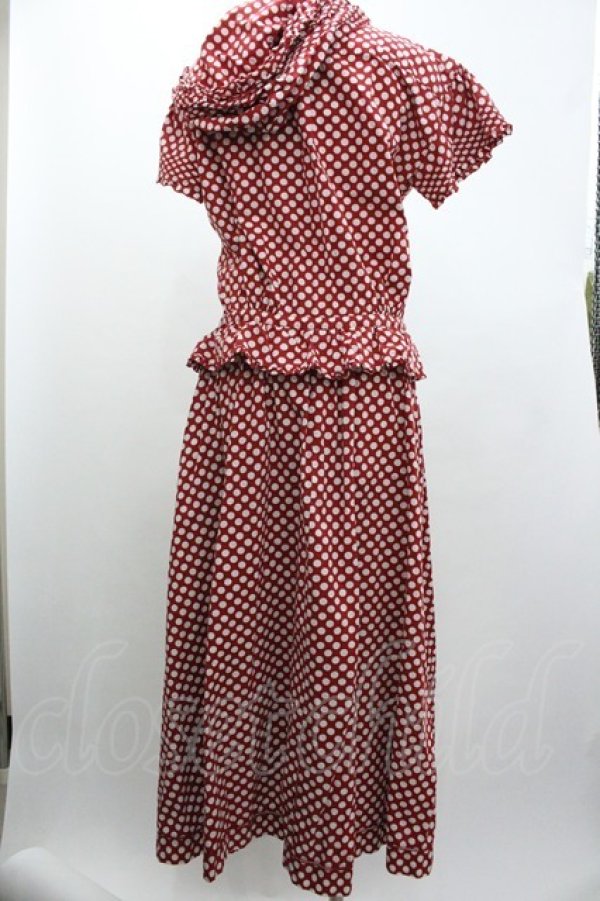 画像2: PINK HOUSE / ドットフード半袖ワンピース  赤Ｘ白 I-26-01-04-049-LO-OP-SA-ZI (2)